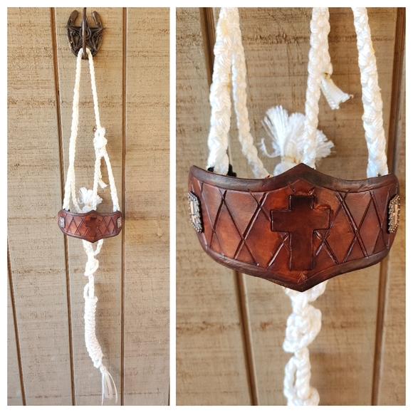 Justin Boots Other - Handmade Mule Tape & Leather Noseband Custom Cross & Concho Horse Halter